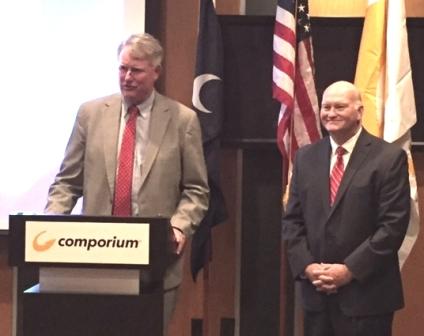 Presenting the Centennial Business award to Comporium, Inc.